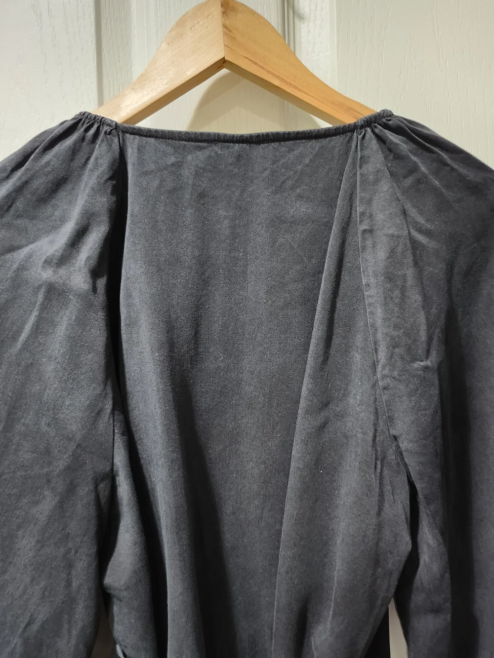 J.Crew Black Silk-Touch Lyocell Wrap Mini Dress Size S Long Sleeve V-Neck